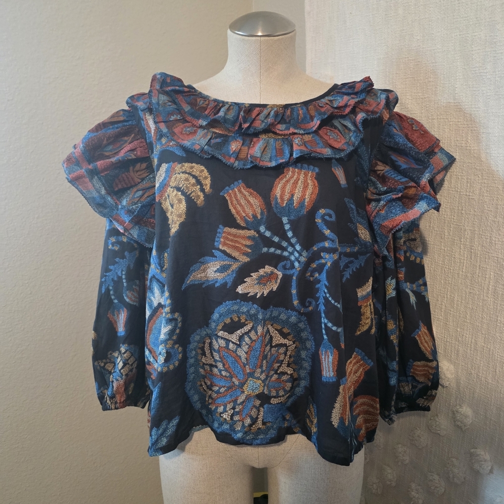 Floral Ruffle Blouse - Multicolor - Picture 2 of 13